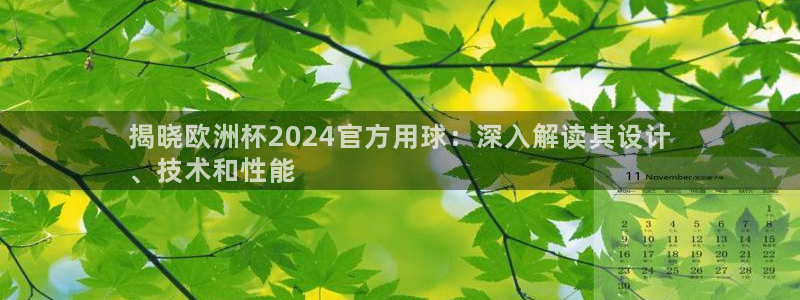 2024欧洲杯买竞猜|揭晓欧洲杯2024官方用球：深入解读其设计
、技术和性能